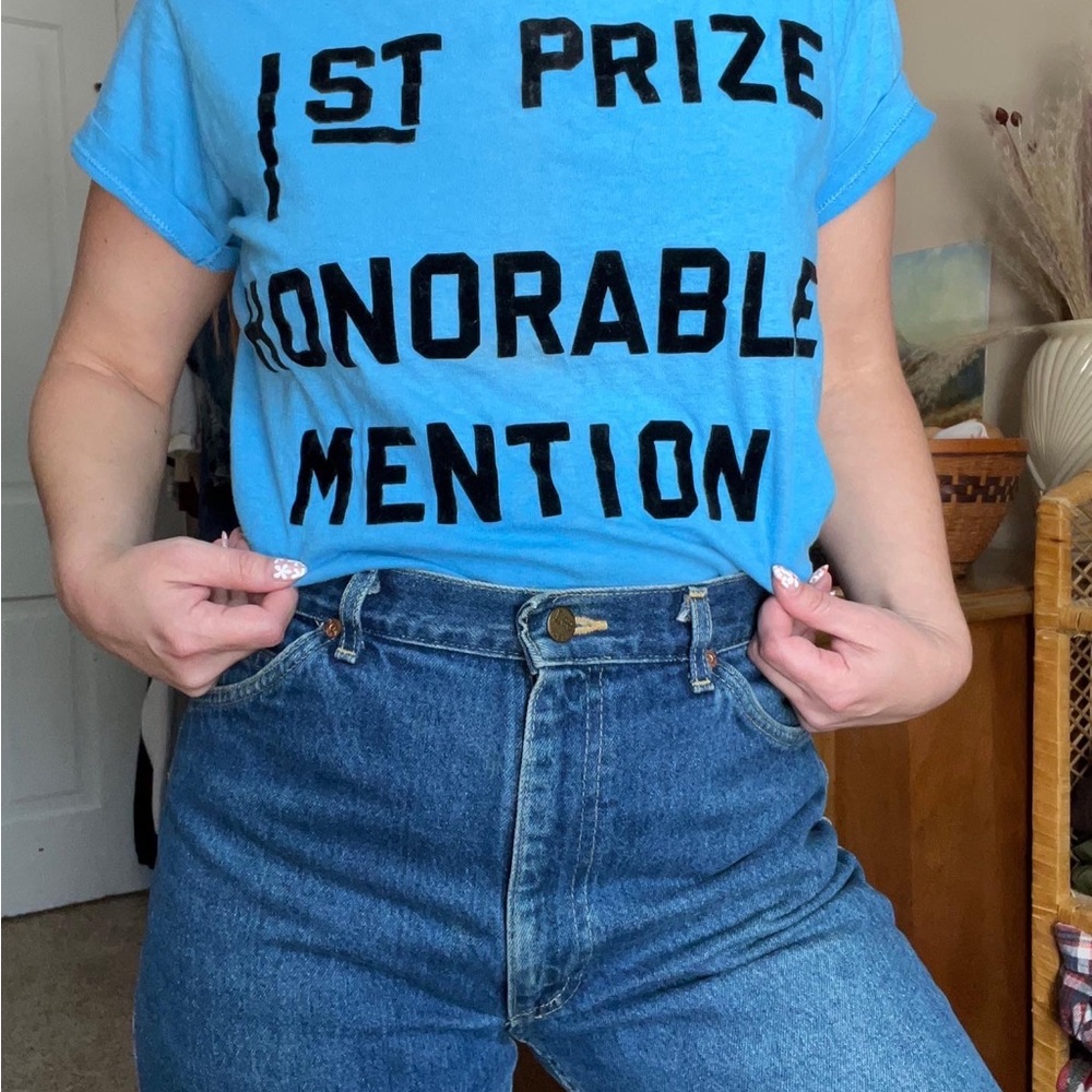 70s Spell Out Tee Flocked Letters Single Stitch